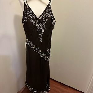 Whimsical Beaded Scala brown dress Size S